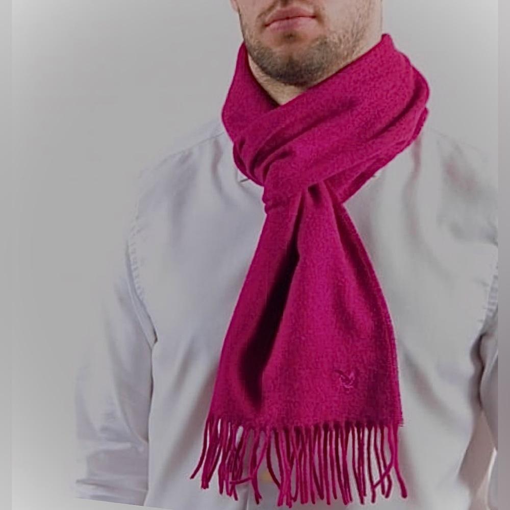Men’s Pure 100% Scottish Cashmere Scarf Magenta Muffler New